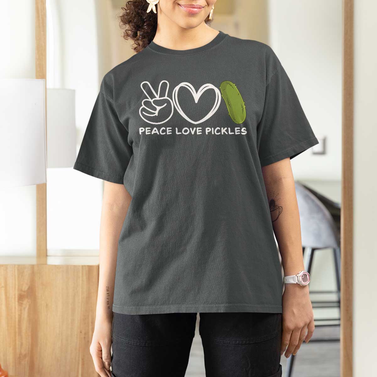 Peace Love Pickles T Shirt For Women - Wonder Print Shop