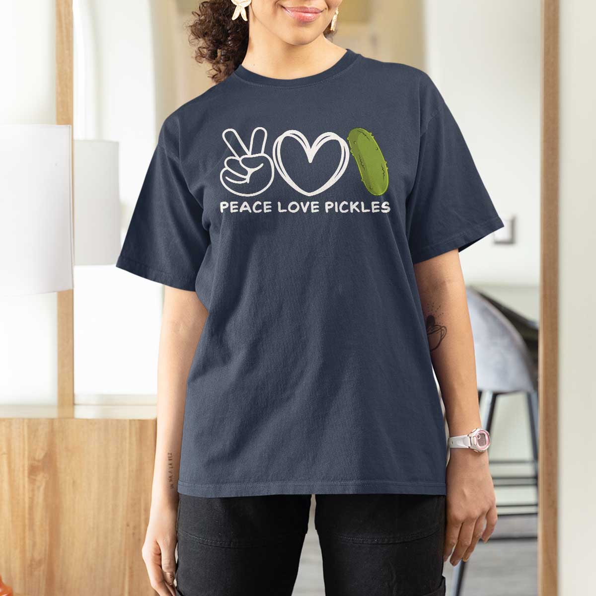 Peace Love Pickles T Shirt For Women - Wonder Print Shop