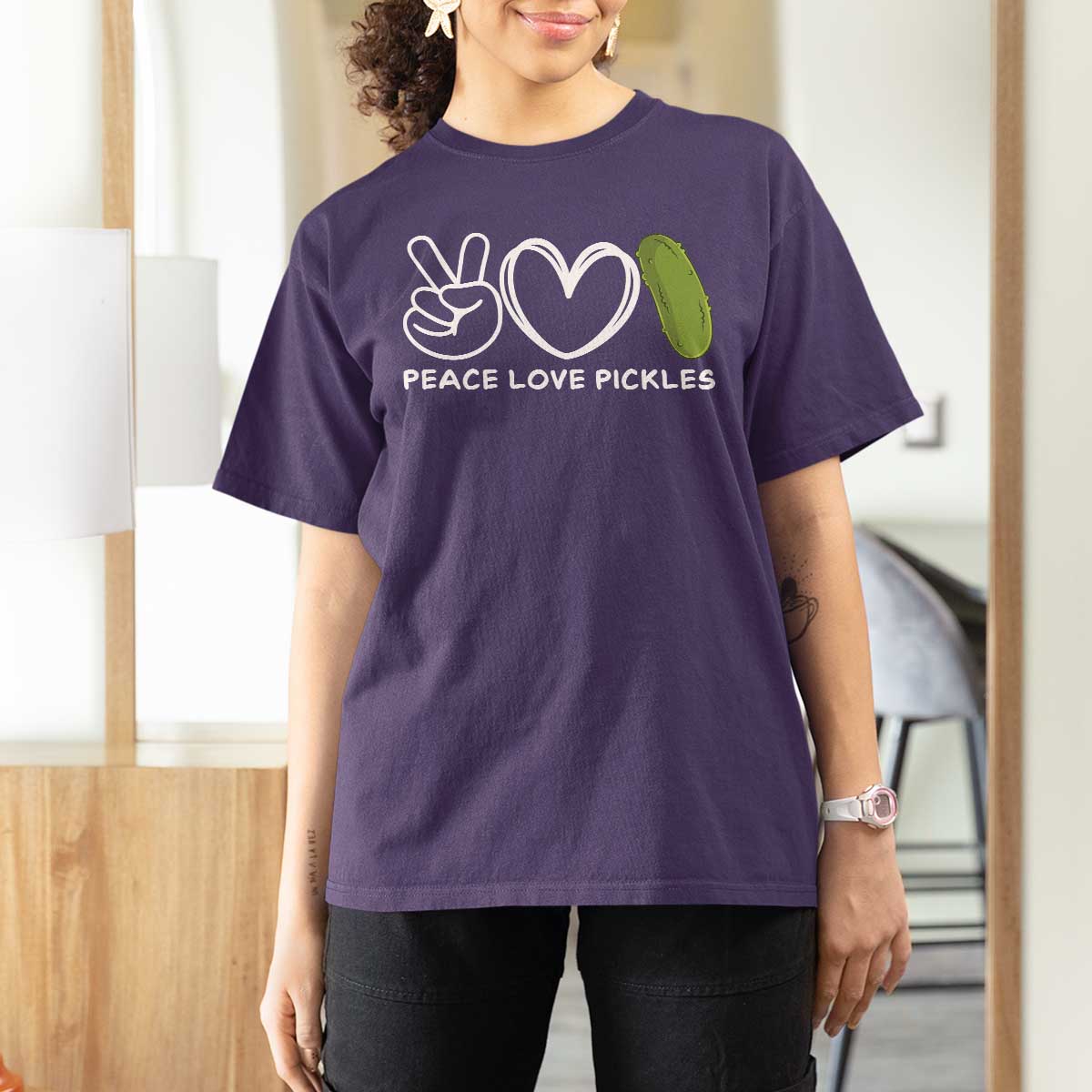 Peace Love Pickles T Shirt For Women - Wonder Print Shop