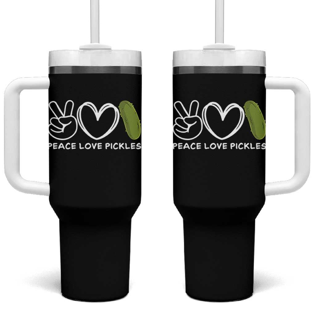 Peace Love Pickles Tumbler With Handle - Wonder Print Shop