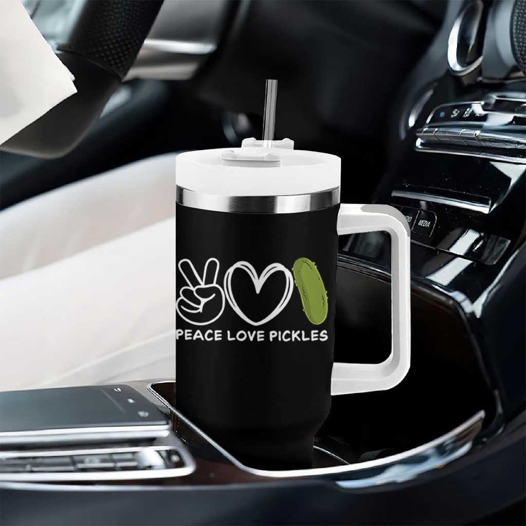 Peace Love Pickles Tumbler With Handle - Wonder Print Shop