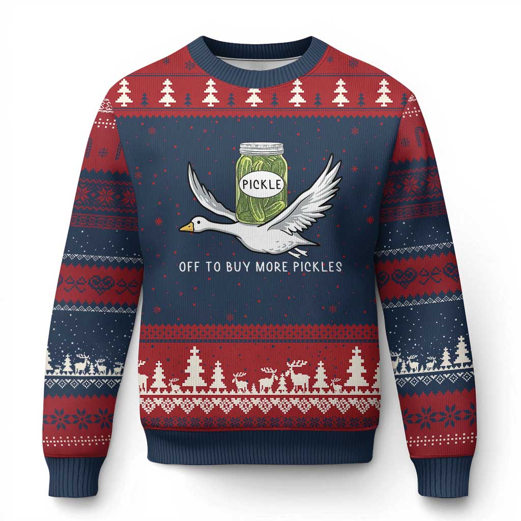 Silly Goose Pickle Lovers Ugly Christmas Sweater Off To Buy More Pickles