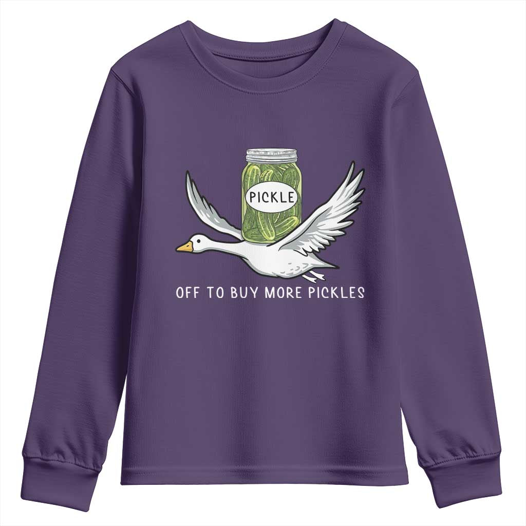 Silly Goose Pickle Lovers Youth Sweatshirt Off To Buy More Pickles