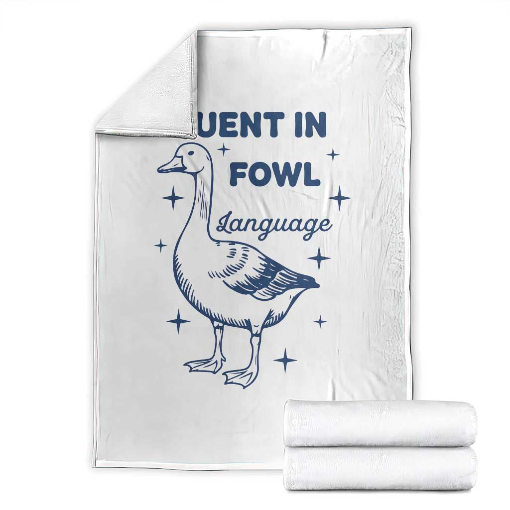 Fluent In FOWL Language Throw Blanket Vintage 90s Funny Duck Meme - Wonder Print Shop