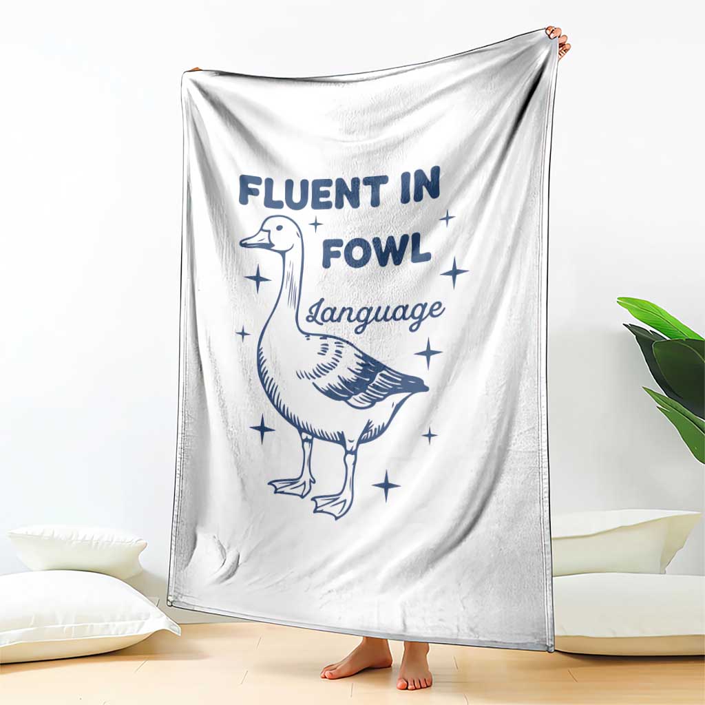 Fluent In FOWL Language Throw Blanket Vintage 90s Funny Duck Meme - Wonder Print Shop