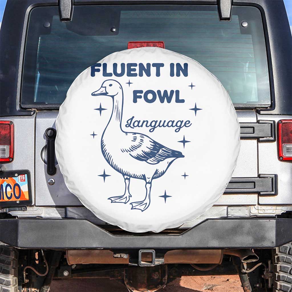 Fluent In FOWL Language Spare Tire Cover Vintage 90s Funny Duck Meme - Wonder Print Shop
