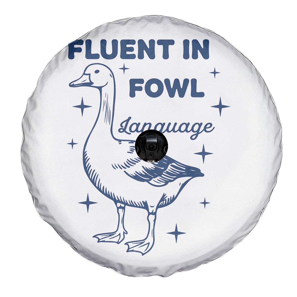 Fluent In FOWL Language Spare Tire Cover Vintage 90s Funny Duck Meme - Wonder Print Shop