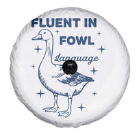 Fluent In FOWL Language Spare Tire Cover Vintage 90s Funny Duck Meme - Wonder Print Shop