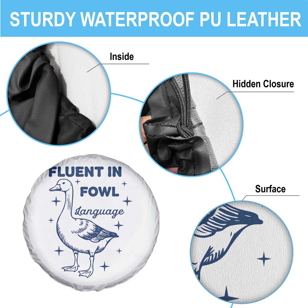 Fluent In FOWL Language Spare Tire Cover Vintage 90s Funny Duck Meme - Wonder Print Shop