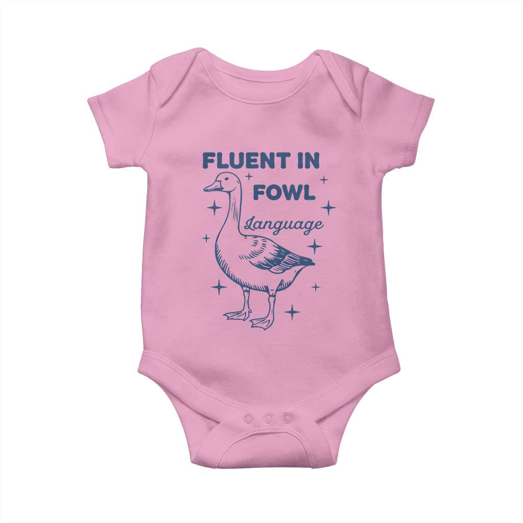 Fluent In FOWL Language Baby Onesie Vintage 90s Funny Duck Meme - Wonder Print Shop