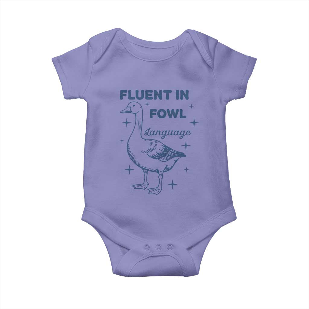 Fluent In FOWL Language Baby Onesie Vintage 90s Funny Duck Meme - Wonder Print Shop
