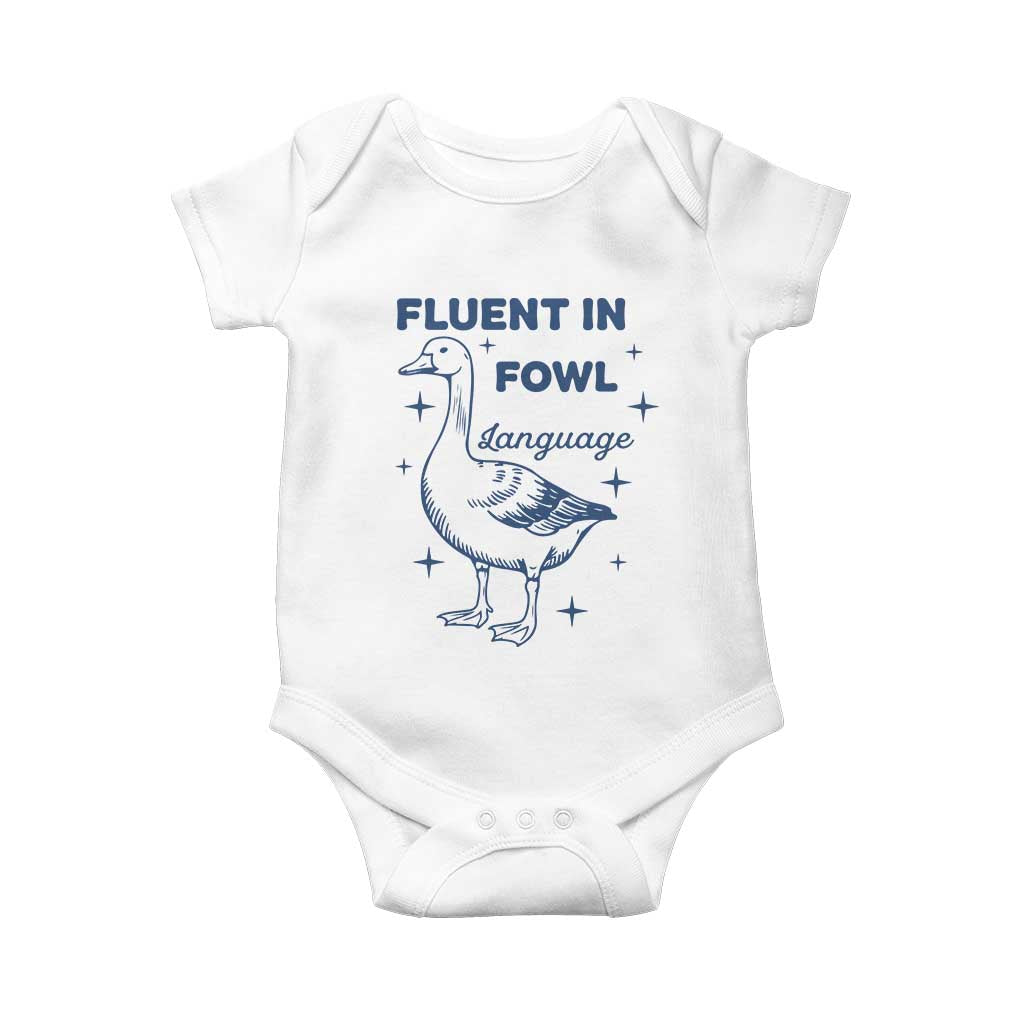 Fluent In FOWL Language Baby Onesie Vintage 90s Funny Duck Meme - Wonder Print Shop