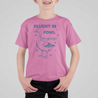 Fluent In FOWL Language T Shirt For Kid Vintage 90s Funny Duck Meme - Wonder Print Shop