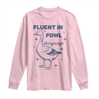 Fluent In FOWL Language Long Sleeve Shirt Vintage 90s Funny Duck Meme - Wonder Print Shop