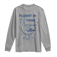 Fluent In FOWL Language Long Sleeve Shirt Vintage 90s Funny Duck Meme - Wonder Print Shop