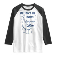 Fluent In FOWL Language Raglan Shirt Vintage 90s Funny Duck Meme - Wonder Print Shop