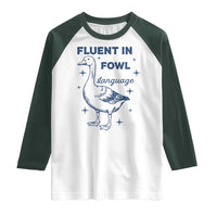 Fluent In FOWL Language Raglan Shirt Vintage 90s Funny Duck Meme - Wonder Print Shop