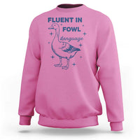Fluent In FOWL Language Sweatshirt Vintage 90s Funny Duck Meme - Wonder Print Shop