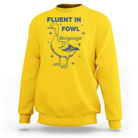 Fluent In FOWL Language Sweatshirt Vintage 90s Funny Duck Meme - Wonder Print Shop