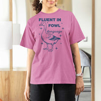 Fluent In FOWL Language T Shirt For Women Vintage 90s Funny Duck Meme - Wonder Print Shop