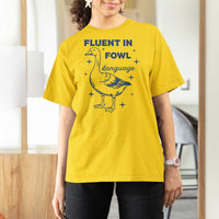 Fluent In FOWL Language T Shirt For Women Vintage 90s Funny Duck Meme - Wonder Print Shop