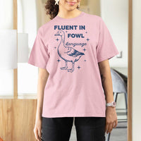 Fluent In FOWL Language T Shirt For Women Vintage 90s Funny Duck Meme - Wonder Print Shop