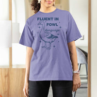 Fluent In FOWL Language T Shirt For Women Vintage 90s Funny Duck Meme - Wonder Print Shop