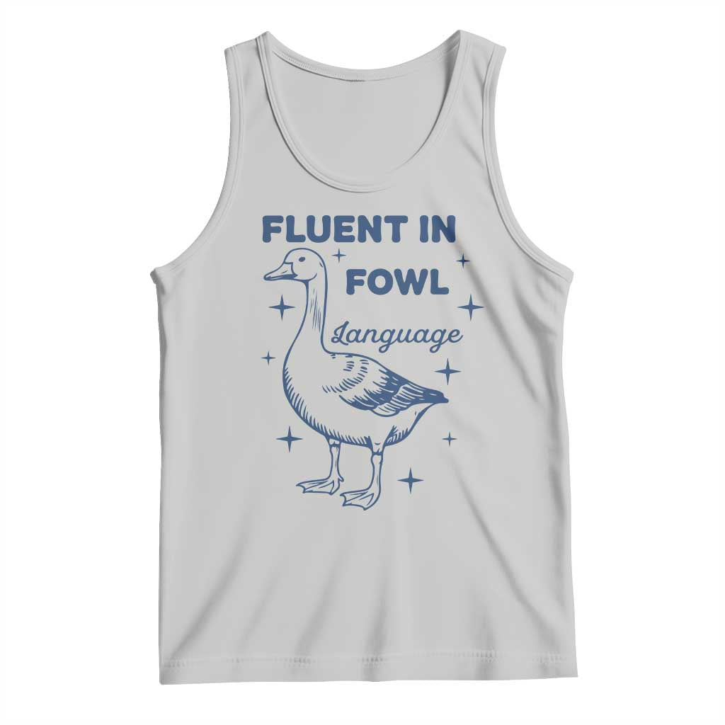 Fluent In FOWL Language Tank Top Vintage 90s Funny Duck Meme - Wonder Print Shop