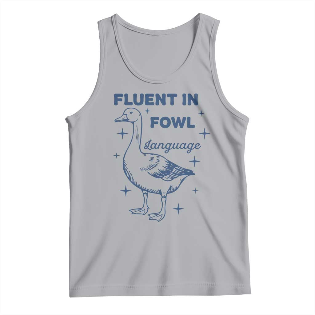 Fluent In FOWL Language Tank Top Vintage 90s Funny Duck Meme - Wonder Print Shop
