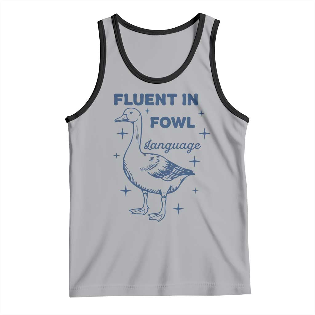 Fluent In FOWL Language Tank Top Vintage 90s Funny Duck Meme - Wonder Print Shop