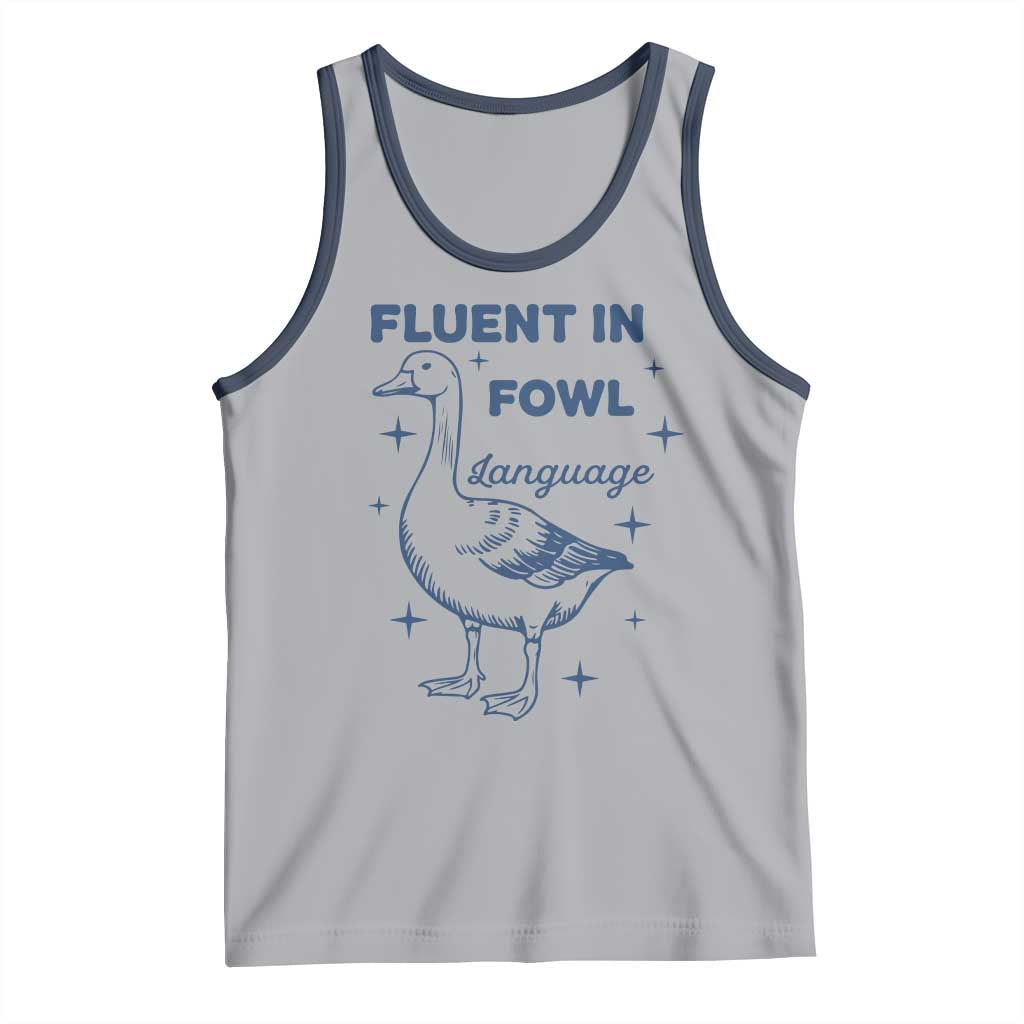 Fluent In FOWL Language Tank Top Vintage 90s Funny Duck Meme - Wonder Print Shop