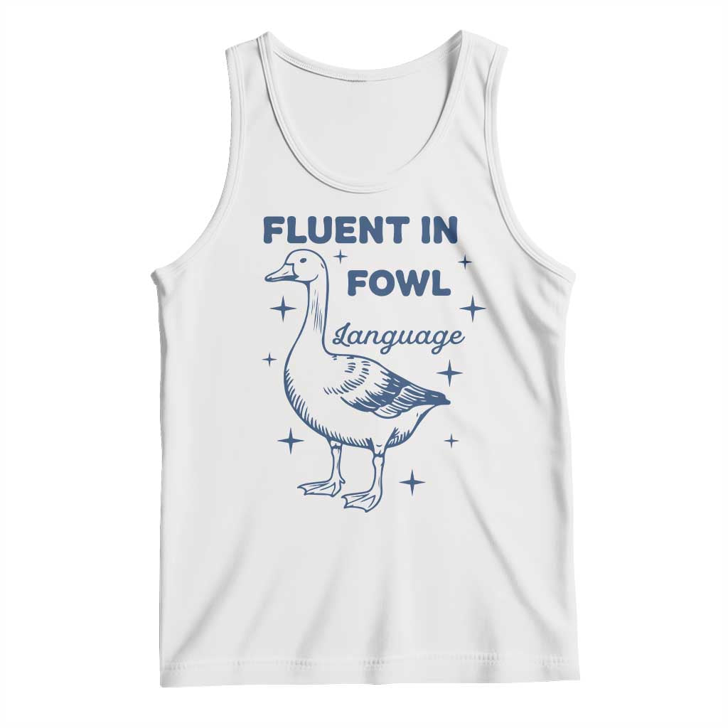 Fluent In FOWL Language Tank Top Vintage 90s Funny Duck Meme - Wonder Print Shop