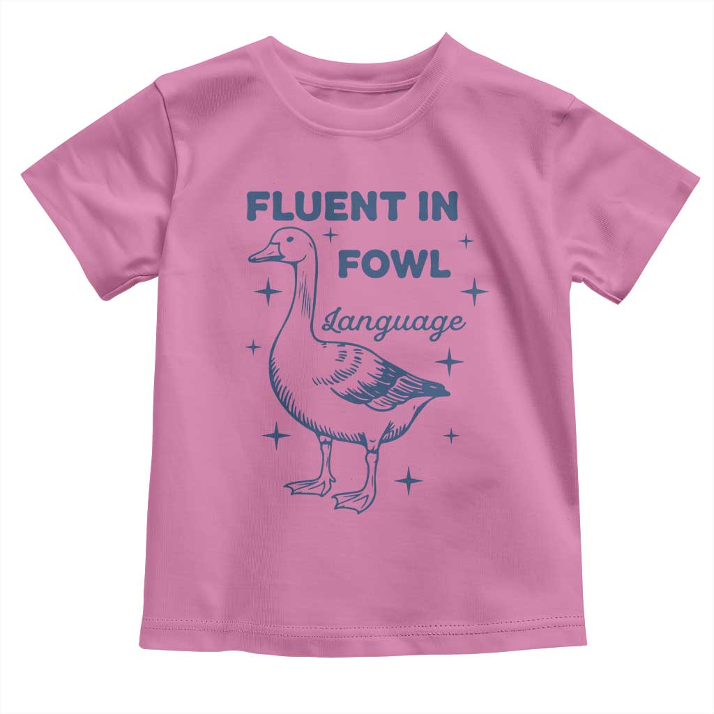Fluent In FOWL Language Toddler T Shirt Vintage 90s Funny Duck Meme - Wonder Print Shop