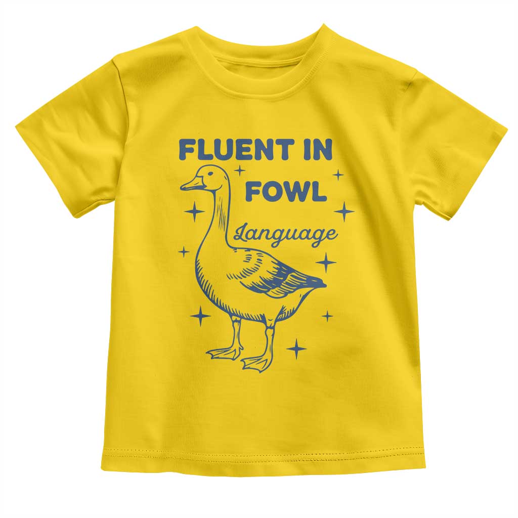 Fluent In FOWL Language Toddler T Shirt Vintage 90s Funny Duck Meme - Wonder Print Shop