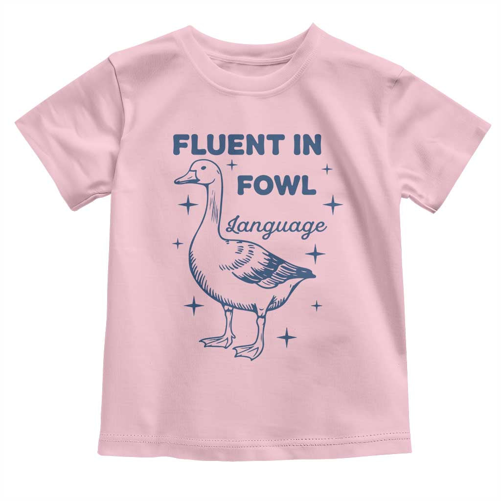 Fluent In FOWL Language Toddler T Shirt Vintage 90s Funny Duck Meme - Wonder Print Shop