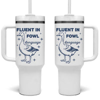 Fluent In FOWL Language Tumbler With Handle Vintage 90s Funny Duck Meme - Wonder Print Shop