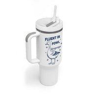 Fluent In FOWL Language Tumbler With Handle Vintage 90s Funny Duck Meme - Wonder Print Shop