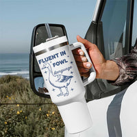 Fluent In FOWL Language Tumbler With Handle Vintage 90s Funny Duck Meme - Wonder Print Shop