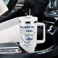 Fluent In FOWL Language Tumbler With Handle Vintage 90s Funny Duck Meme - Wonder Print Shop