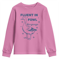 Fluent In FOWL Language Youth Sweatshirt Vintage 90s Funny Duck Meme - Wonder Print Shop