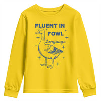 Fluent In FOWL Language Youth Sweatshirt Vintage 90s Funny Duck Meme - Wonder Print Shop