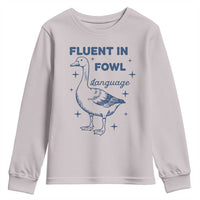 Fluent In FOWL Language Youth Sweatshirt Vintage 90s Funny Duck Meme - Wonder Print Shop