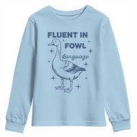 Fluent In FOWL Language Youth Sweatshirt Vintage 90s Funny Duck Meme - Wonder Print Shop