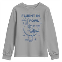 Fluent In FOWL Language Youth Sweatshirt Vintage 90s Funny Duck Meme - Wonder Print Shop