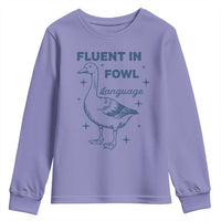 Fluent In FOWL Language Youth Sweatshirt Vintage 90s Funny Duck Meme - Wonder Print Shop