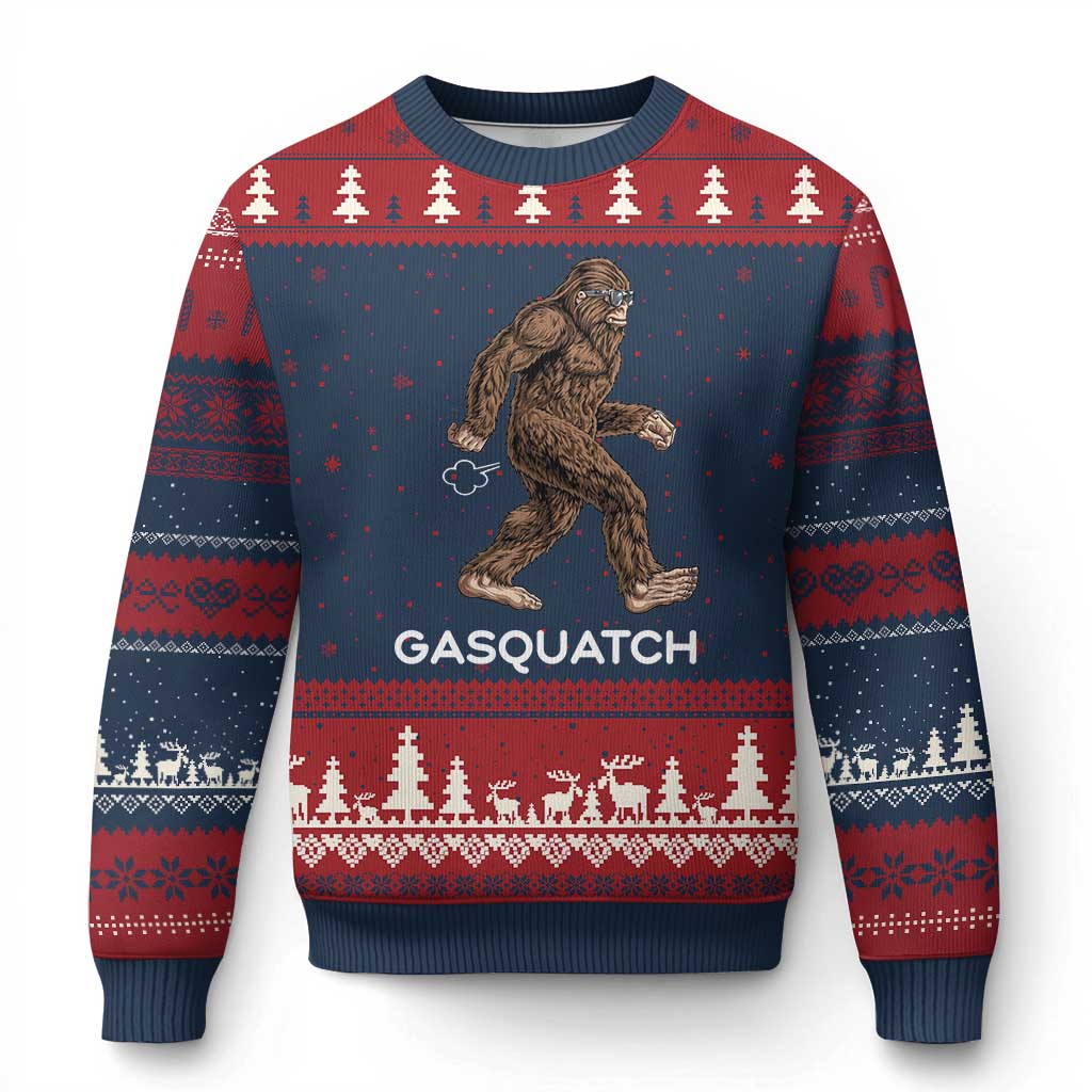 Funny Bigfoot Ugly Christmas Sweater Gasquatch Gassy Sasquatch Fart Meme