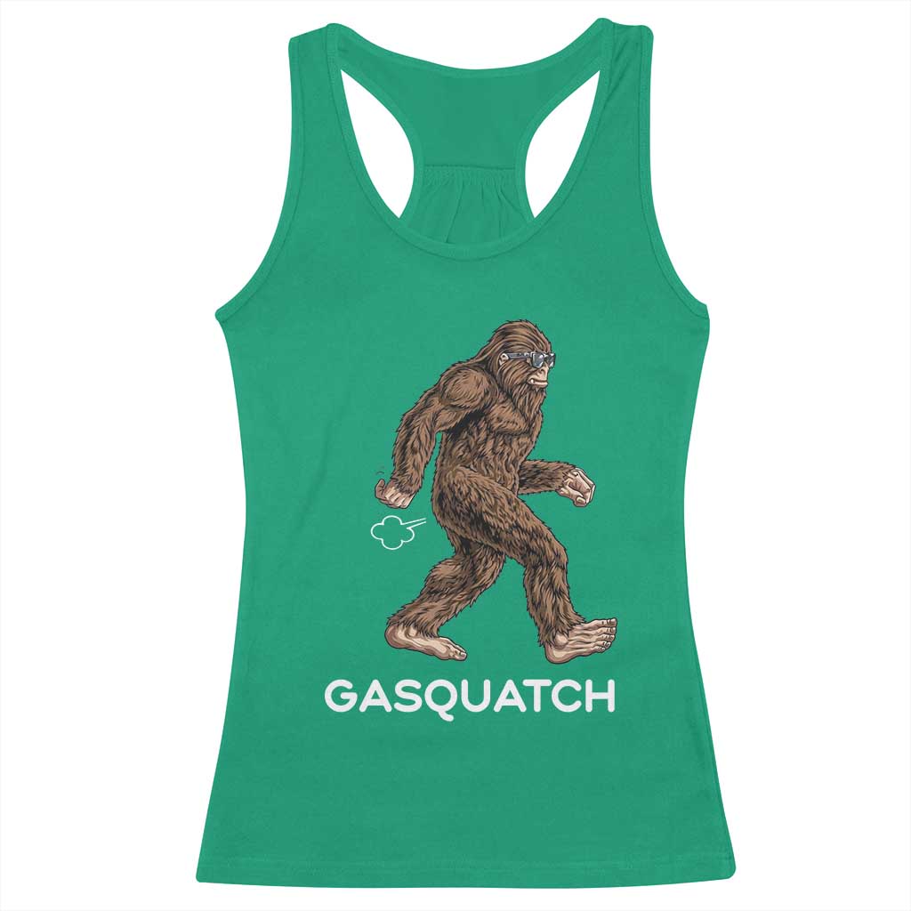 Funny Bigfoot Racerback Tank Top Gasquatch Gassy Sasquatch Fart Meme