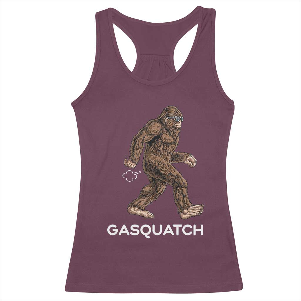 Funny Bigfoot Racerback Tank Top Gasquatch Gassy Sasquatch Fart Meme