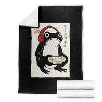 Japanese Gamer Frog Throw Blanket Boys Funny Vintage Gaming - Wonder Print Shop