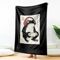 Japanese Gamer Frog Throw Blanket Boys Funny Vintage Gaming - Wonder Print Shop